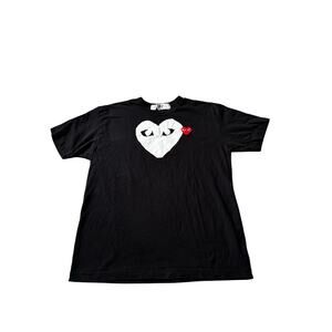 Comme Des Garçons PLAY Black Tee Shirt. Double Heart. Size XL Japan